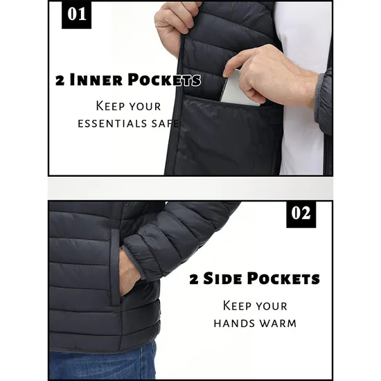 High Quality Men's Winter Padding Coat Water Resistant Quilted Jacket