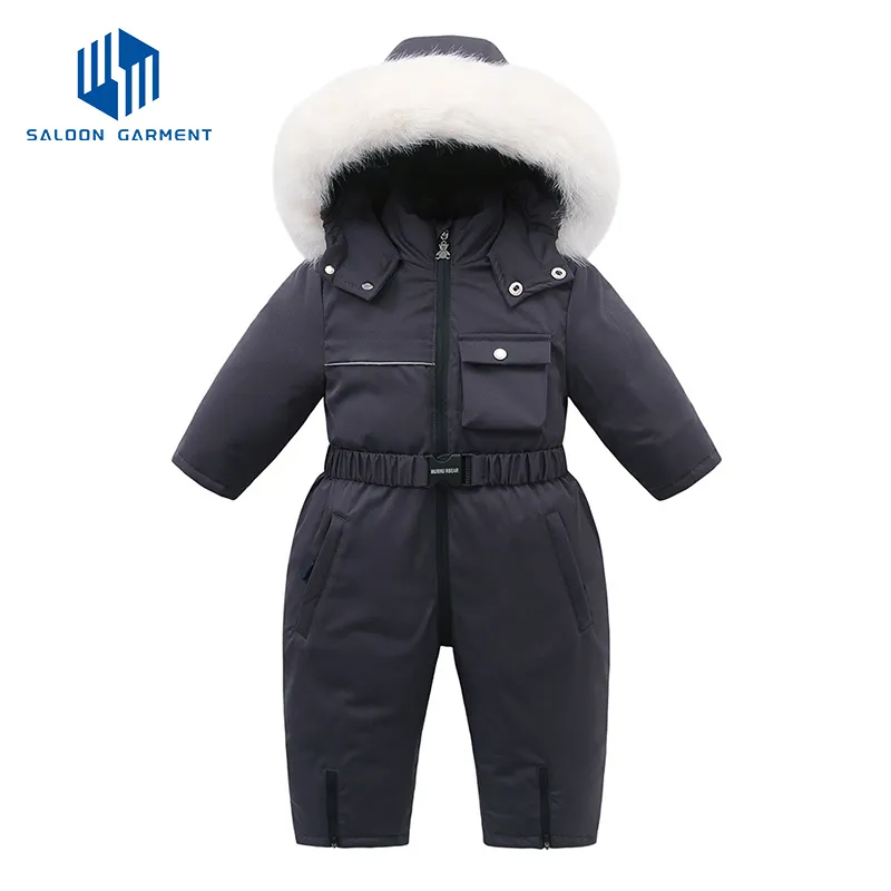 Wholesale Customized Baby Snowsuit Thick Winter Wear Overalls Jumpsuit for Kids