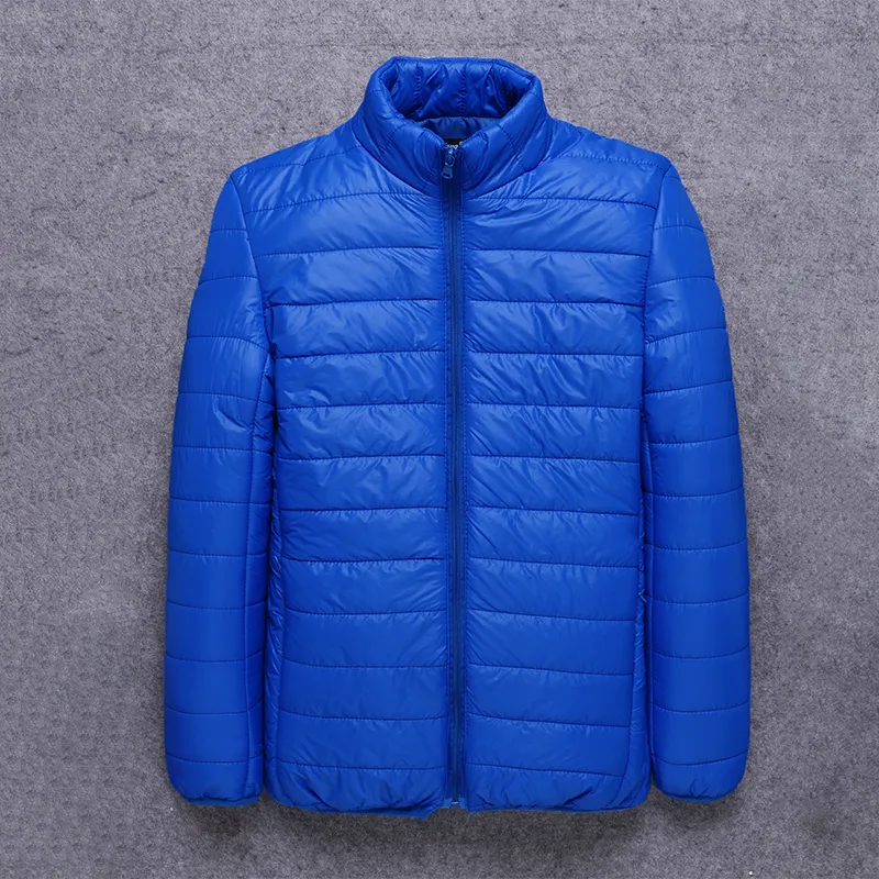 Autumn Winter Men Clothing Solid Color Outerwear Stand Collar Coat Warm Quilted Jacket
