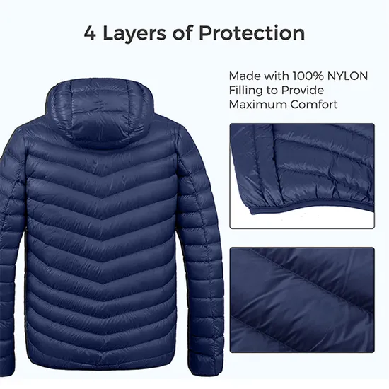 New Arrivals Custom Light Padded Winter Outerwear Hood Casual Men's Warm Quilted Jacket