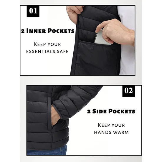 Custom New Fashion 100% Nylon Thickened Waterproof Windproof Solid Colour Hooded Men's Winter Outdoor Jacket