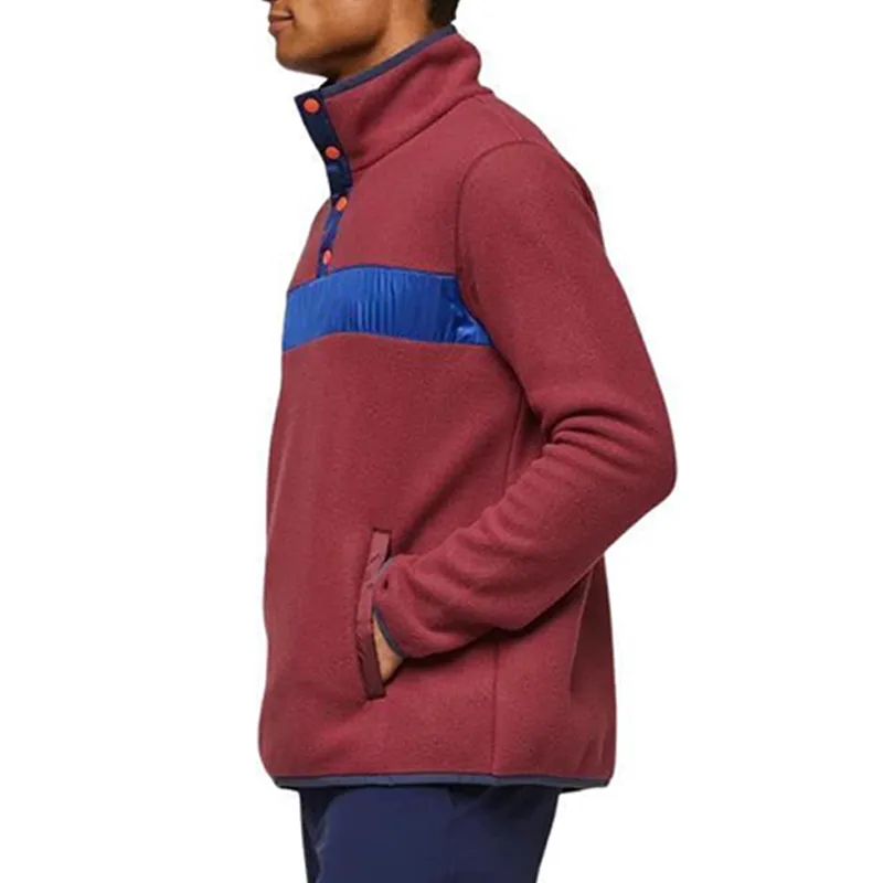 OEM Custom High Quality 100% Polyester Stand Collar Fleece Men's Fleece Pullover