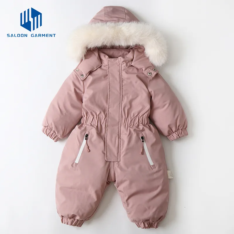 Children's One Piece Padded Cotton Coat Baby Ski Suit One Piece Outerwear Kids Winter Clothes