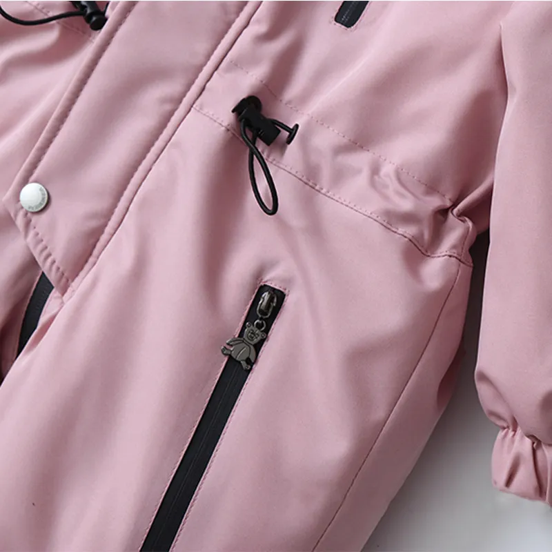 Children's Winter Thick Ski Jumpsuit Classic Minimalist Style Kids Romper Pants Unisex 100% Polyester Ski Jumprls Suit