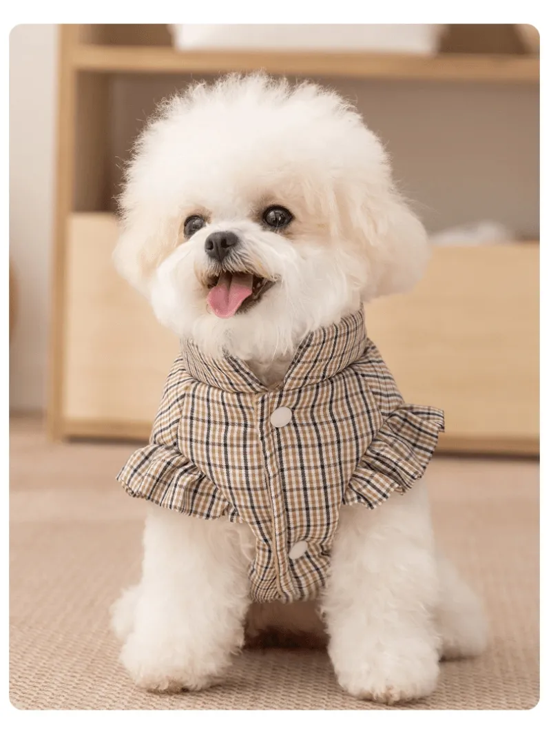 Autumn and Winter Plaid Warm Cotton Jacket for Pet Dogs