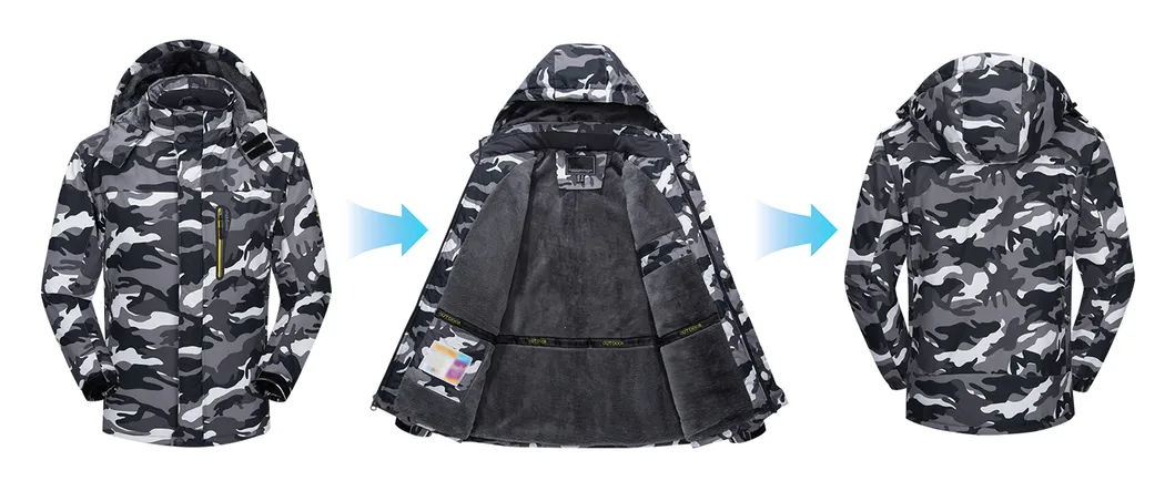 Men's Warm Winter Waterproof Windbreaker Hooded Snowboarding Ski Jacket