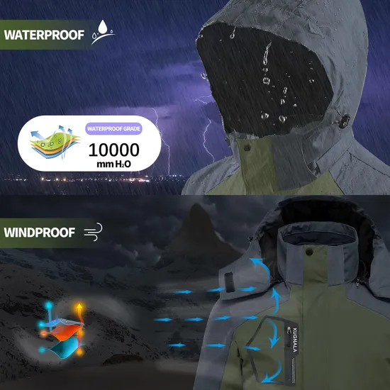 Men's Waterproof Warm Winter Snow Coat Puffer Rain 3-in-1 Ski Jacket