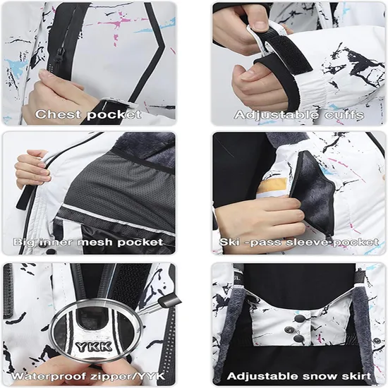 Mountain Snow Waterproof Detachable Hood Windproof Fleece Winter Coat Rain Ski Jacket