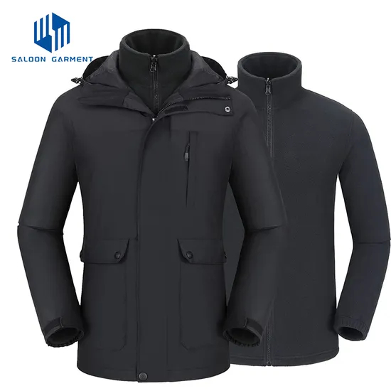 Men's Winter Snow Coat Waterproof Warm Windproof Hooded Snowboarding 3-in-1 Ski Jacket