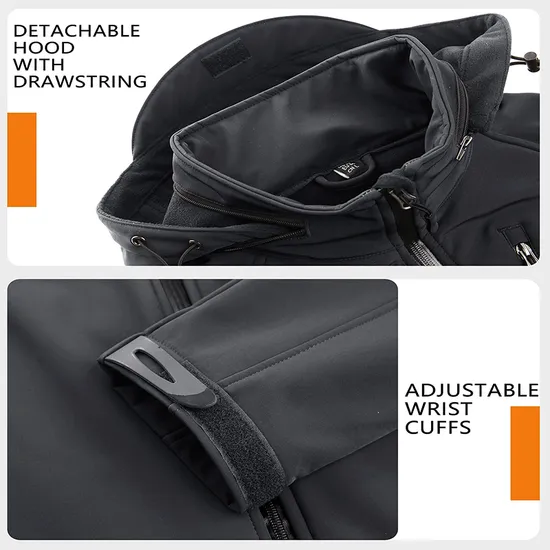Men's Outdoor Lightweight Breathable Waterproof Hooded Tactical Softshell Jacket