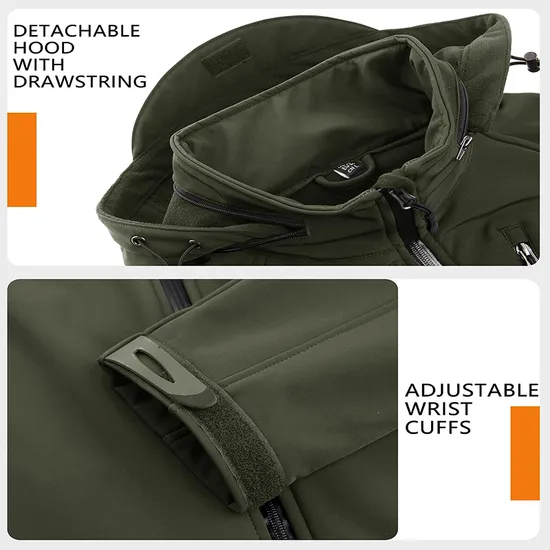 Men's Tactical Sport Warm Fleece Hooded Coats Softshell Jacket Outdoor Adventure