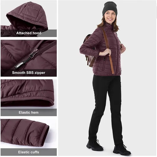 Women's Winter Fleece Coat Water-Resistant Packable Padded Puffer Down Jacket