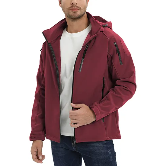 Men's Outdoor Hiking Fleece Lined Warm Hooded Windproof Coat Tactical Softshell Jacket