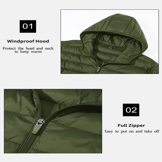 Men's Packable Lightweight Water-Resistant Puffer Down Jacket