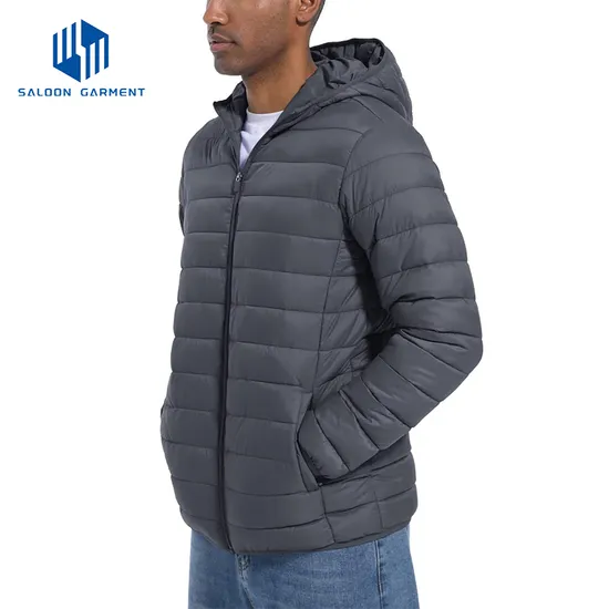 Men's Lightweight Water-Resistant Packable Hooded Puffer Down Jacket