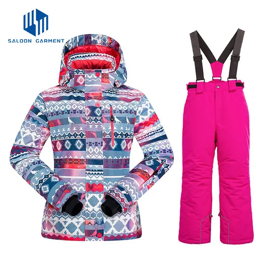 Custom Winter Outdoor Sport Kids Snow Wear Boy Girls Snow Suit Children's Jackets Coat Pants Windbreaker Waterproof Snowsuit
