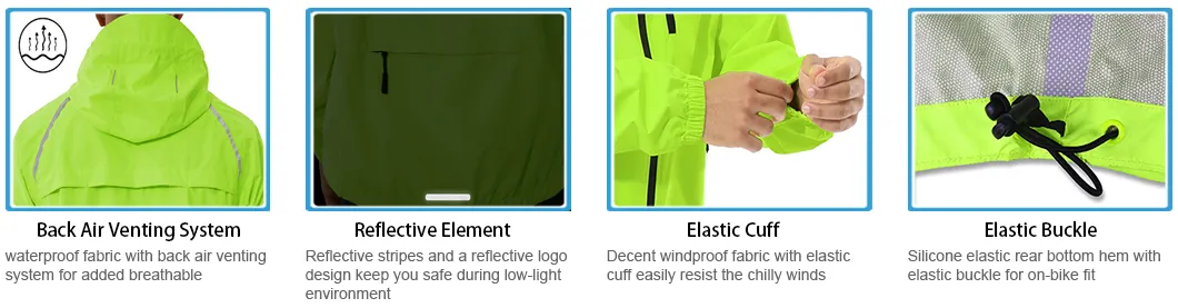 Waterproof Lightweight Hooded Breathable Reflective Safety Raincoat Rain Jacket for Men