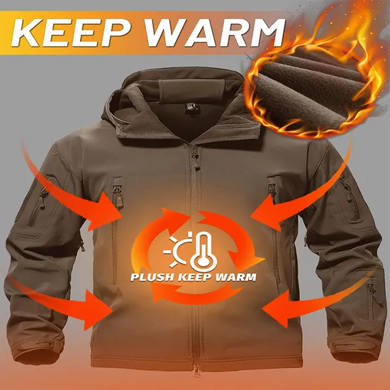 Men's Fleece Winter Windproof Warm Hunting Coat Tactical Softshell Jackets