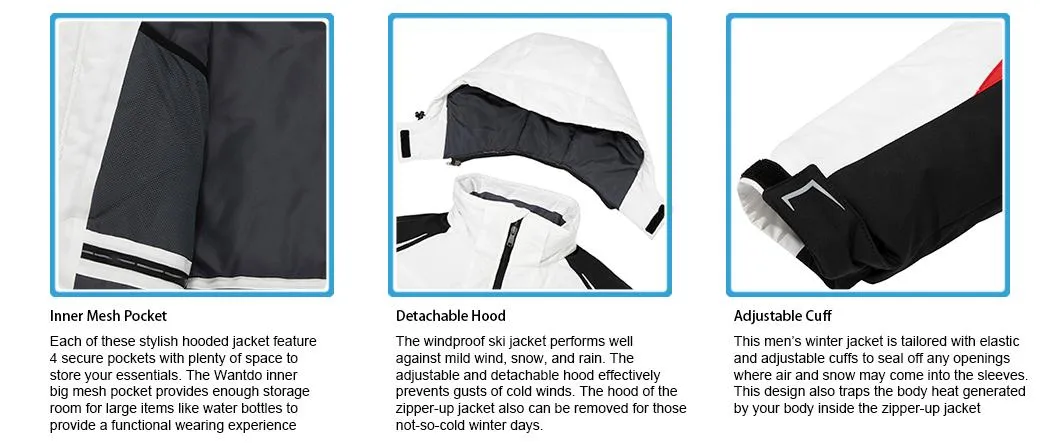 Men's Warm Water Resistant Insulated Windproof Winter Snow Coat Snowboarding Ski Jacket