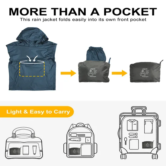 Custom Logo Fashion Outdoor Windbreaker Waterproof Raincoat Poncho Rain Coat Jacket