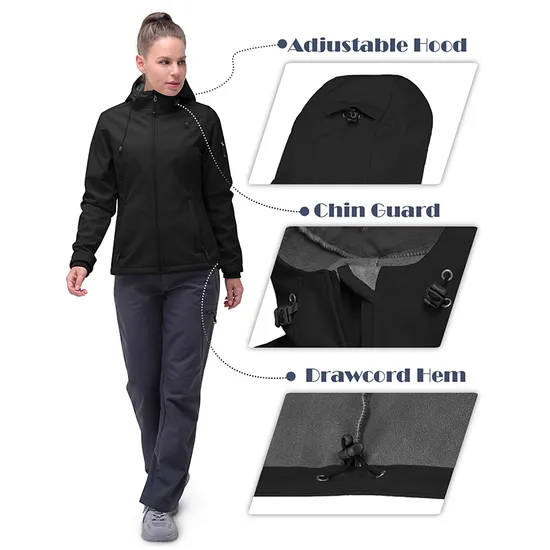 Wholesale Women's Waterproof Hoody Coat Winter Fleece Tactical Softshell Jacket