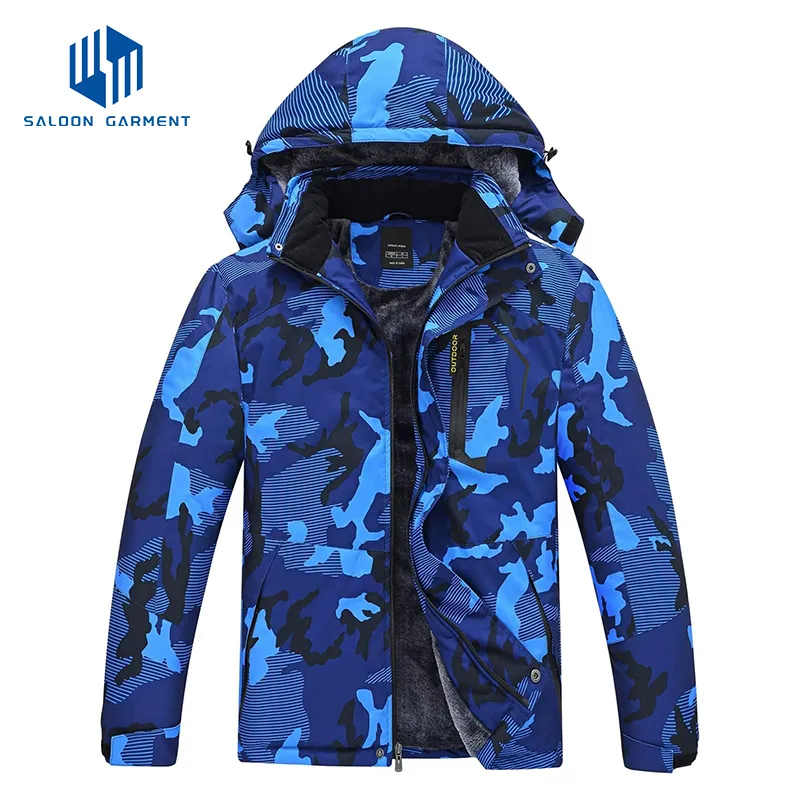 Men's Snow Waterproof Detachable Hood Windproof Fleece Parka Winter Coat Ski Jacket