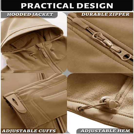 Fleece Lined Warm Water Resistant Tactical Softshell Jackets