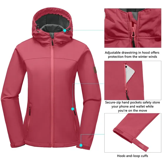 Women's Fleece Lined Winter Outdoor Coats Windbreaker Water Repellent Softshell Jackets
