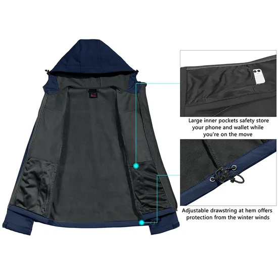 Women's Fleece Flannel Warm Winter Sports Coat Tactical Softshell Jacket