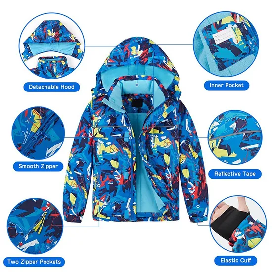 Kids' Waterproof Ski Jacket with Windproof Hood for Outdoor Adventures