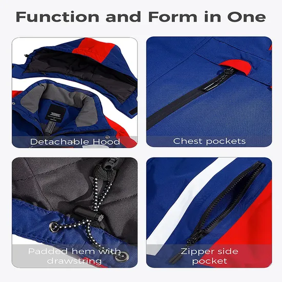 Men's Fitted Hooded Lightweight Water Resistant Coat Thermal Lining Ski Jacket