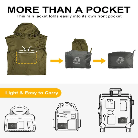 Waterproof Lightweight Raincoat Breathable Rain Gear Coats Jacket