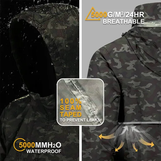 Men Packable Raincoats Waterproof Outdoor Windbreaker Lightweight Cycling Rain Jacket