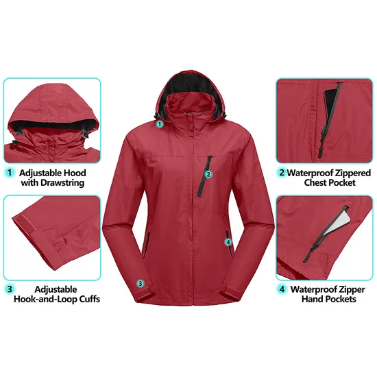 Custom Women's Polyester Windproof Breathable Windbreaker Waterproof Jacket