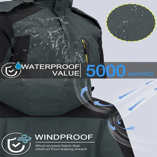 Men's Winter Outdoor Sports Wear Windbreaker Fleece Down Ski Jacket