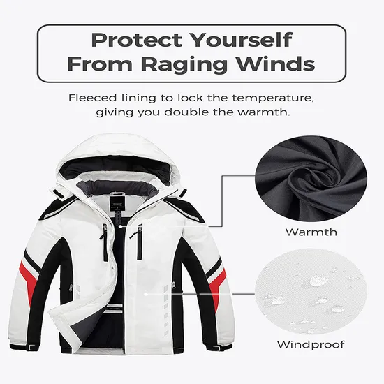 Men's Waterproof Warm Winter Snow Coat Hooded Raincoat Ski Jacket