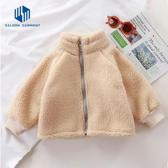 Factory Price Lamb Plush Kids Jacket Boy Winter Fleece High Quality Round Collar Double Zipper Coat