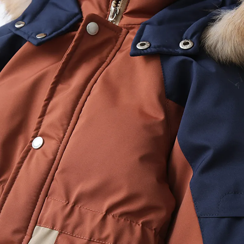 Unisex Hoodie Romper Winter Zipper Boys' Girls' Full-Length Fur Duck Warm Knitted Fabric Long Sleeved Kids Ski Snowsuit Jumpsuit