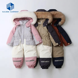 Kids Custom Winter Outdoor Warm Waterproof Windproof Snowboard Jumpsuits Wear One Piece Snow Sets Children Ski Suit
