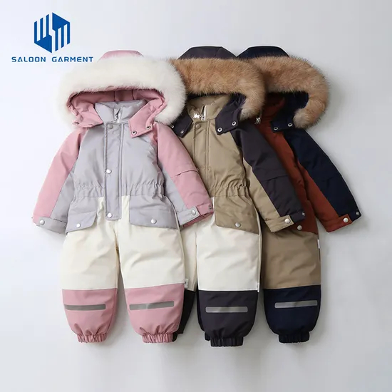 Kids Custom Winter Outdoor Warm Waterproof Windproof Snowboard Jumpsuits Wear One Piece Snow Sets Children Ski Suit
