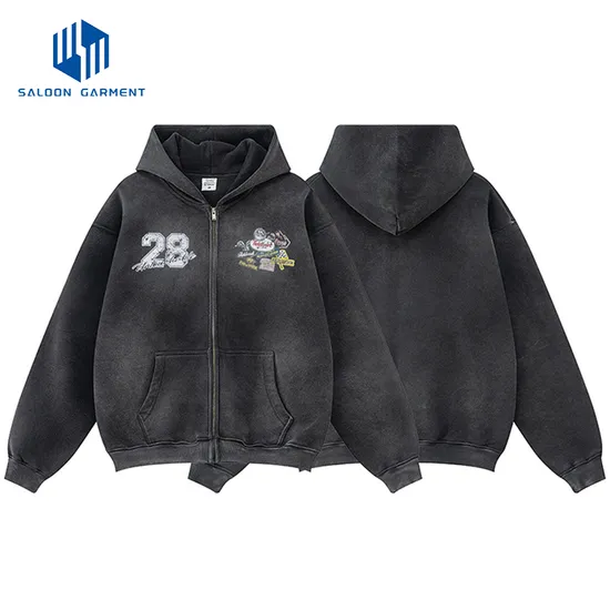 High Quality Custom Embroidery Logo Outwear Solid Pattern Pullover Woven Hoodie