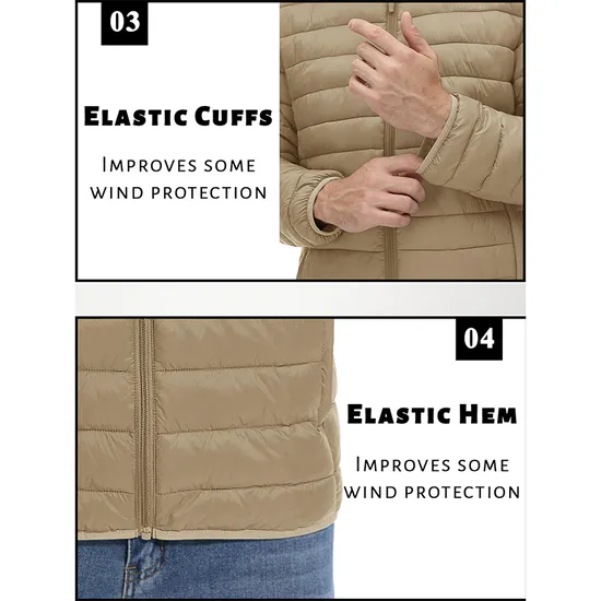 High Quality Outdoor Lightweight Warm Men's Custom Hooded Winter Quilted Jackets