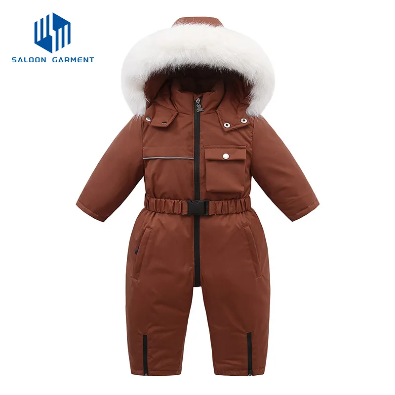 Wholesale Customized Baby Snowsuit Thick Winter Wear Overalls Jumpsuit for Kids