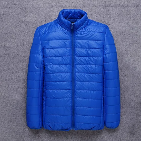 Autumn Winter Men Clothing Solid Color Outerwear Stand Collar Coat Warm Quilted Jacket