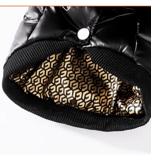 Black Graphene Black Gold Hooded Down Graphene Jacket for Pet Dogs