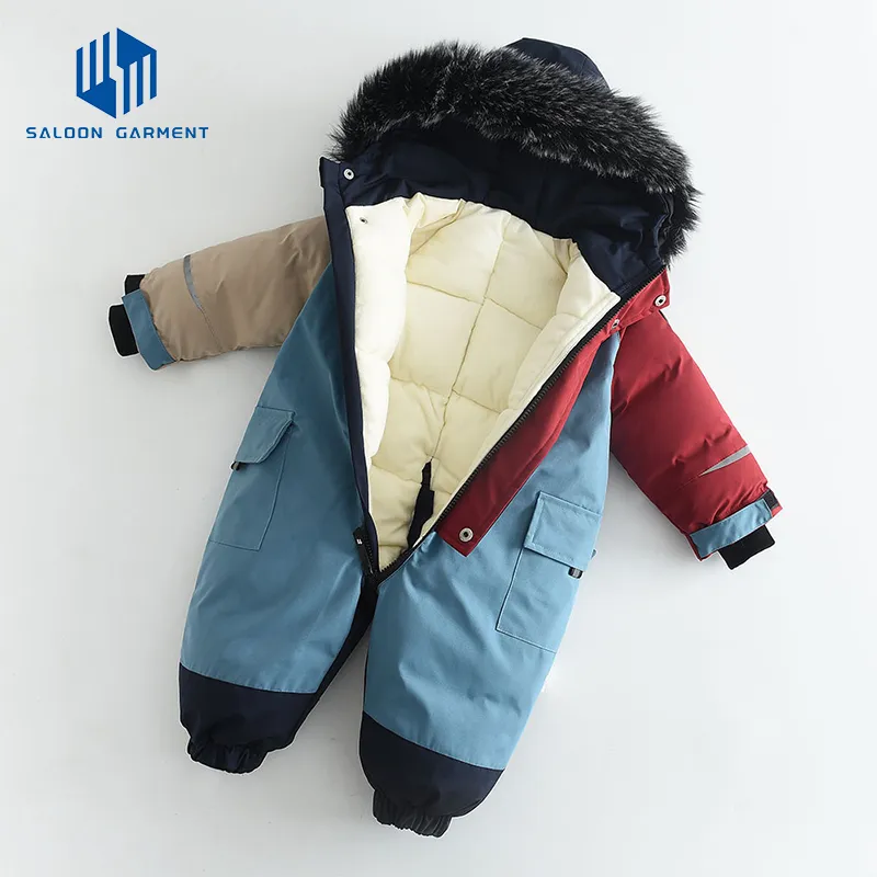 Custom Logo OEM &amp; ODM Ski Jumpsuits Set Breathable for Skiing Hooded Warm One Piece Ski for Boys