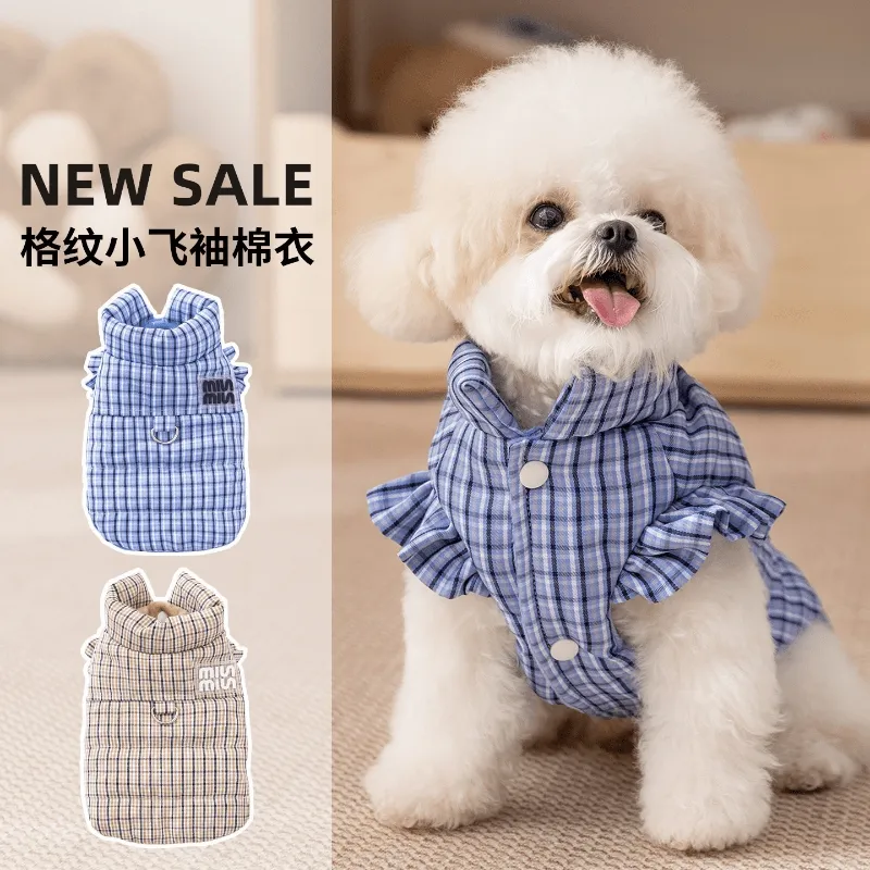 Autumn and Winter Plaid Warm Cotton Jacket for Pet Dogs