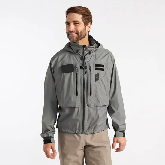Factory Custom Fishing Wear Breathable Multiple Pockets Wading Jacket Waterproof Fishing 3 Layer Fabric Jacket