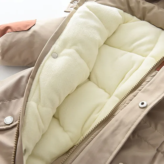 90-120cm Winter Fur Collar Clothing Crawling Suit for Children Thickened Warm Baby Onesie Crawling Suit