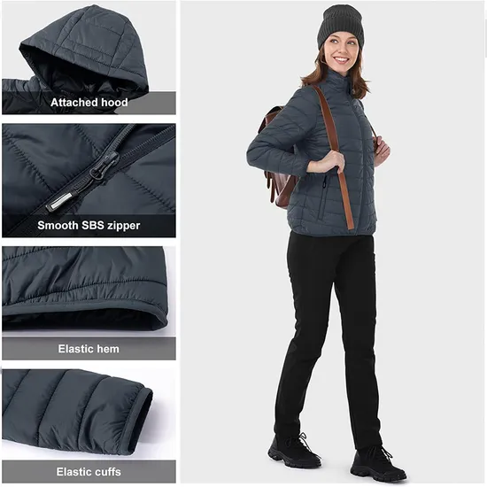 Winter Warm Coat Packable Hiking Camping Quilted Water Resistant Down Puffer Jacket